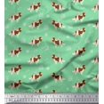 thumbnail image 1 of Soimoi Green Rayon Fabric Bird,Paw & Cocker Spaniel Dog Fabric Prints By Yard 56 Inch Wide, 1 of 3