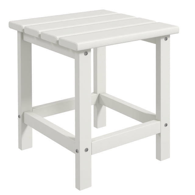 CoSoTower Side Table, Square Patio End Table, Weather Resistant 15" Outdoor HDPE Table for Porch, Balcony, White