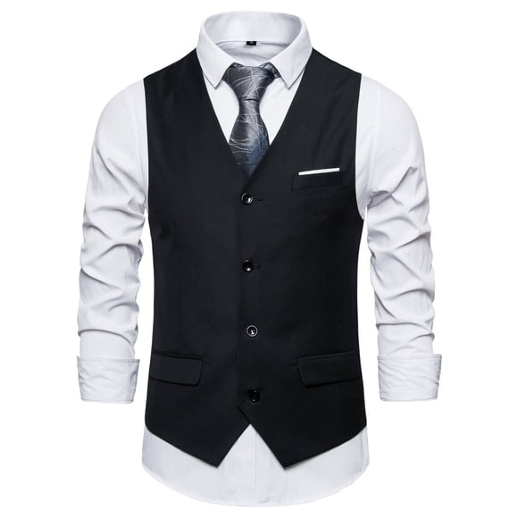 CEHVOM Men's Autumn Winter Formal Bussiness Tuxedo Suit Waistcoat Vest Jacket Top Coat