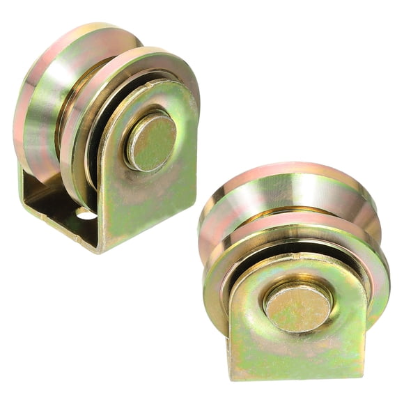 Uxcell 2Pack 1.89" V-Groove Caster Wheels with Bracket, Load Capacity 300lbs, Color Zinc