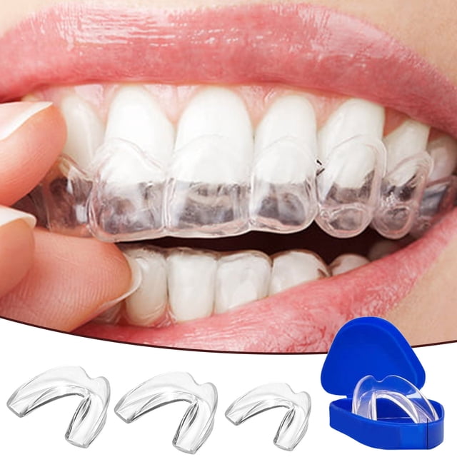 Mouth Guard For Grinding Teeth Night Guard For Teeth Grinding Stops Bruxism & Teeth Clenching Teeth 2 Sizes Pack Of 4 With Hygiene Case