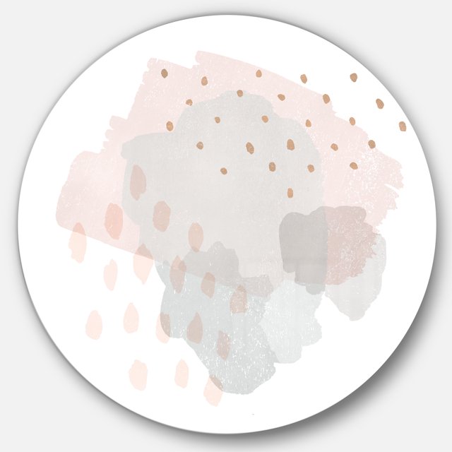 Designart 'Watercolor Minimal Blush II' Geometric Metal Circle Wall Art