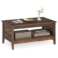 thumbnail image 1 of Costway Table Basse à 2 Niveaux de 39,5 Pouces avec Tablette Ouverte Décorations Tressées Rangement pour Salon Brun, 1 of 10