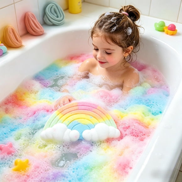 ’s Bath Balls, Cloud-Themed Handmade Bubble Bath Bombs, Multicolor, PVC, 1 Bath Ball, Produces Abundant Suds for Bathtub Use