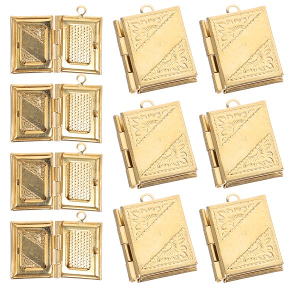 MOVTOTOP 10pcs Book Charms Rectangular Pocket Pendant Charms Copper Locket Charms for Jewelry Making DIY