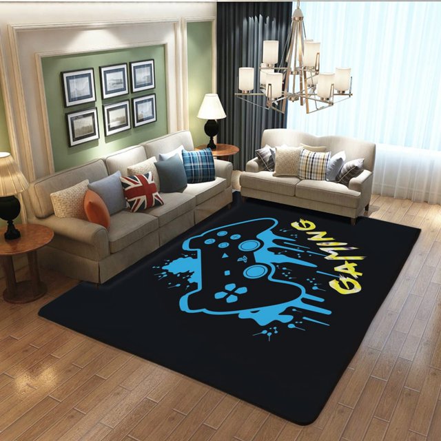 Teen Boys Carpets Printed Gamepad Living Room Mat Gamer Bedroom Area Rugs Controller Player Home Decor Non-Slip Crystal Sofa Floor 60*120cm