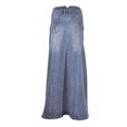 thumbnail image 3 of Kcodviy Women's Retro Exposure Button Skirt with Pockets Fly Packaged Hip A Slit Skirt High Waist Line Maxi Long Denim Ruffle Skirt, 3 of 3