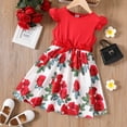 thumbnail image 1 of PatPat Toddler Red/Yellow Top Sunflower Floral Print Dress, 1 of 1