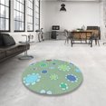 thumbnail image 4 of Ahgly Company Tapis d'Intérieur Ronds Transitionnels Bleu Vert Lavables à la Machine, 4 Pieds Rond, 4 of 7