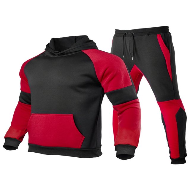 Mens Sweatsuits 2 Piece Hoodie Tracksuit Sets CasualColor Block Jogging Suits for Men