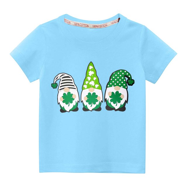 vdgthytj Enfants Garçons Filles T-Shirts de la Saint-Patrick Trèfle Graphique Col Rond Manches Courtes Hauts d'Été Blouse
