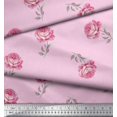 thumbnail image 3 of Soimoi Pink polyester Crepe Fabric Grandiflora Roses Floral Printed Fabric 1 Yard 42 Inch Wide, 3 of 5