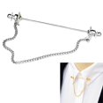 thumbnail image 2 of Mens Shirt Collar Bar Pin with Link Chain Brooch Pin Cravat Clasps 7cm, 2 of 7