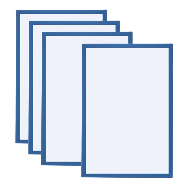 Unique Bargains A3 Magnetic Sign Holder, 4 Pack Magnetic Display Frame Self-Adhesive Picture Frame for Refrigerator, Light Blue