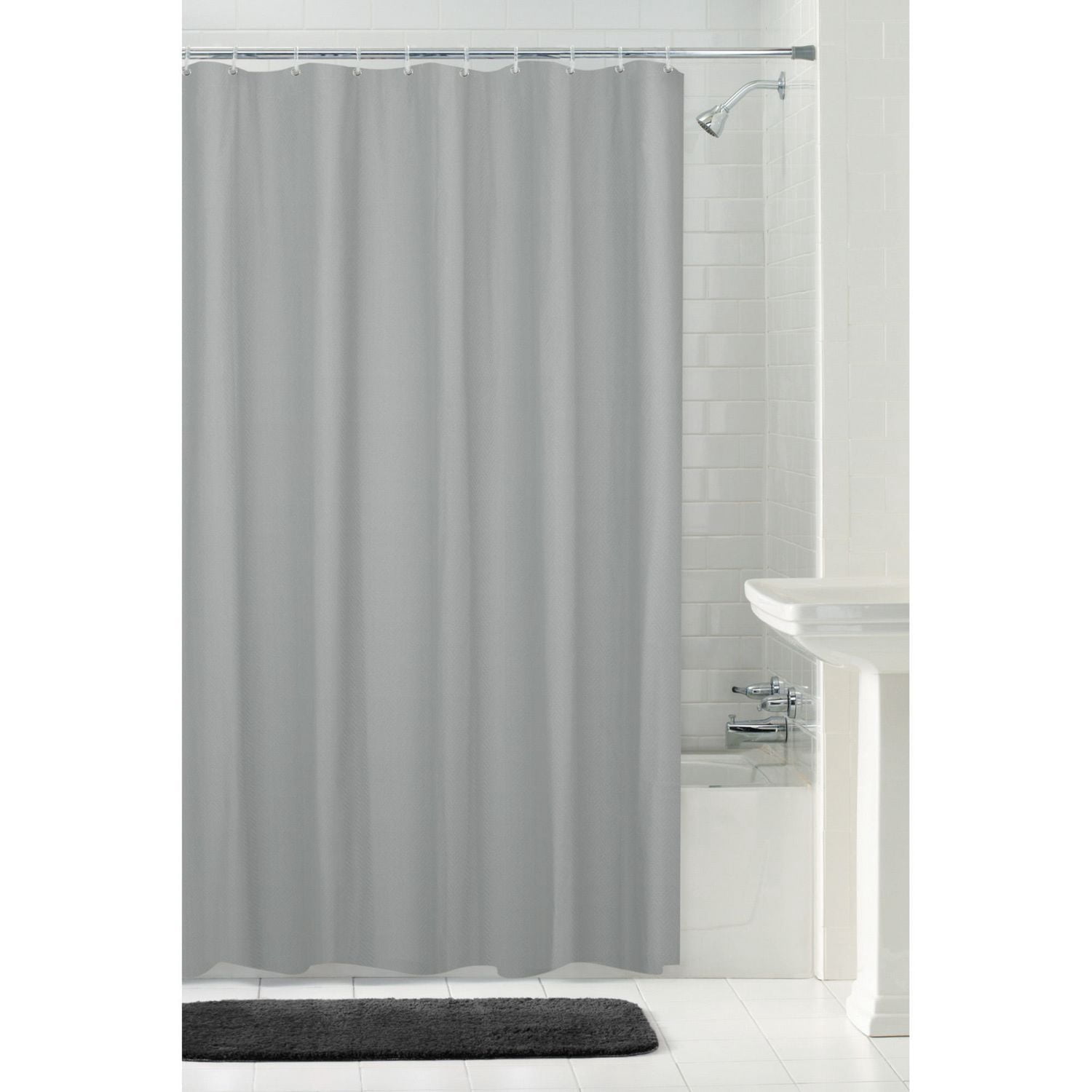 Hometrends Waterproof Herringbone Fabric Shower Curtain Liner