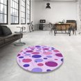 thumbnail image 4 of Ahgly Tapis Rond Lavable en Machine Intérieur Transitionnel Fleur Rose, 7 Pieds Rond, 4 of 7