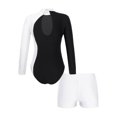 thumbnail image 2 of renvena Girls Gymnastics Leotards and Shorts Set Rhinestone Long Sleeve Ballet Unitard Biketards White 10, 2 of 5
