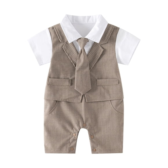 Boy Baby Clothes Button down Shirt with Bowtie Vest Pants 4 Pieces Gentleman Outfit Set Baby Boy Newborn Outfit for Boys 0-3 Months