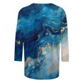 thumbnail image 4 of UPPADA Blouses pour Femmes Grande Taille à Manches 3/4, T-Shirts à Imprimé Floral Teintable, Chemises Décontractées Tendance à Col Rond, Chandails Confortables à Enfiler, Hauts Blouses Mignons d'Été, Chemises à Manches 3/4 pour Femmes, Économie, 4 of 5
