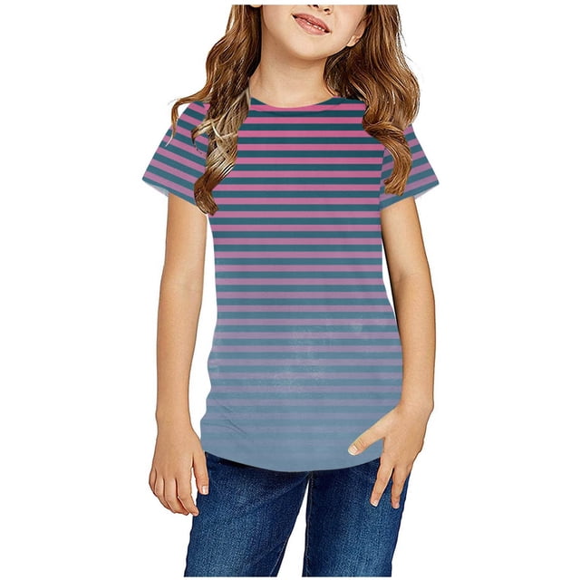Birdeem Chemises pour Filles Chemises pour Enfants T-Shirt Graphique à Manches Courtes Col Rond Crop Top pour Filles et Garçons de 3 à 14 Ans T-Shirt Tee