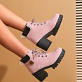 thumbnail image 4 of Platform Combat Boots for Women Trendy Leather Waterproof Non Slip Chunky High Heel Riding Ankle Booties, 4 of 6