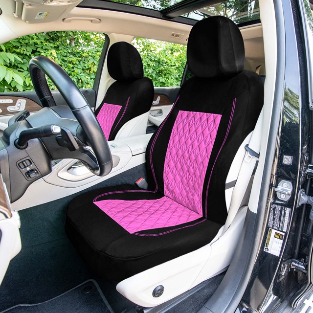 Universal Fit Car Seat Cover – Full Set of Automotive Seat Covers, Diamond Stitched Flat Cloth Cloth Seat Protector for Cars, Trucks, SUVs and Vans, Washable Seat Cover