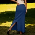 thumbnail image 3 of Tauxra Solid Color Maxi Skirt for Women Elastic Waist Long Skirt with Drawstring Casual Flowy Boho Skirt Summer Spring Daily Wear Solid Color Long Skirt for Women, 3 of 5