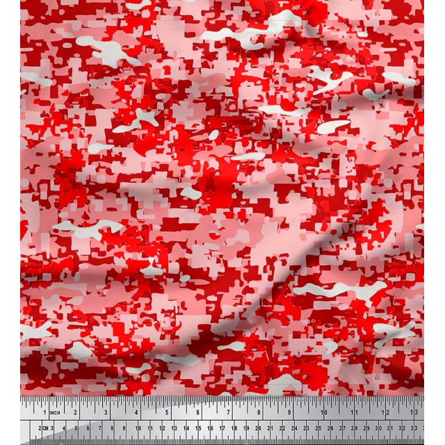 Soimoi Modal Satin Fabric Two Tone Camouflage Print Fabric by the Yard 42 Inch Wide