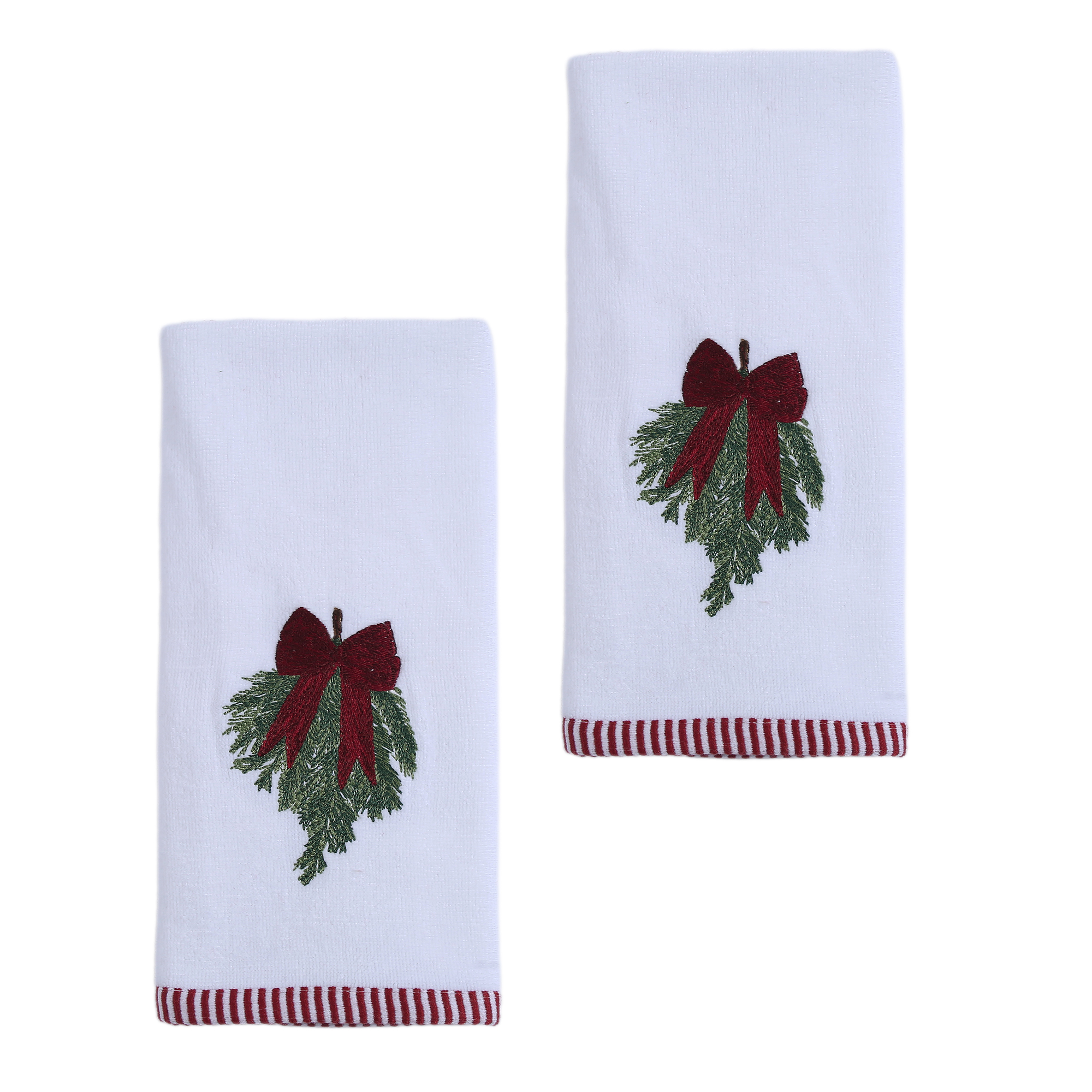 Essuie-mains brodés Tailles des arbres Holiday Time, paquet de 2