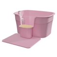 thumbnail image 3 of Pet Litter Tray Semi Enclosed Cat Litter Box Splashproof High Sided Large Kitten Pink w Pedal Board, 3 of 9