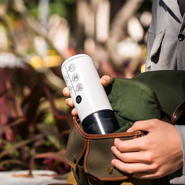 Portable Coffee Maker, Electric Coffee Machine with Powder and Capsules Compartment, 17Bar Pressure, Battery Operated, Travel Camping Office, 2600mAh Battery, USB C Self Heating