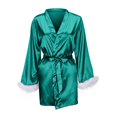 thumbnail image 1 of Ersazi Pyjama d'Hiver pour Femme, Robe Aguichant Unie à Plumes, Ensemble 1 Pce en Liquidation, Vert, M, 1 of 7