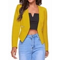 thumbnail image 3 of Women'S Short Blazer, Work/Casual Long Sleeve Front Opening Jacket with Pockets Yellow L, 3 of 8