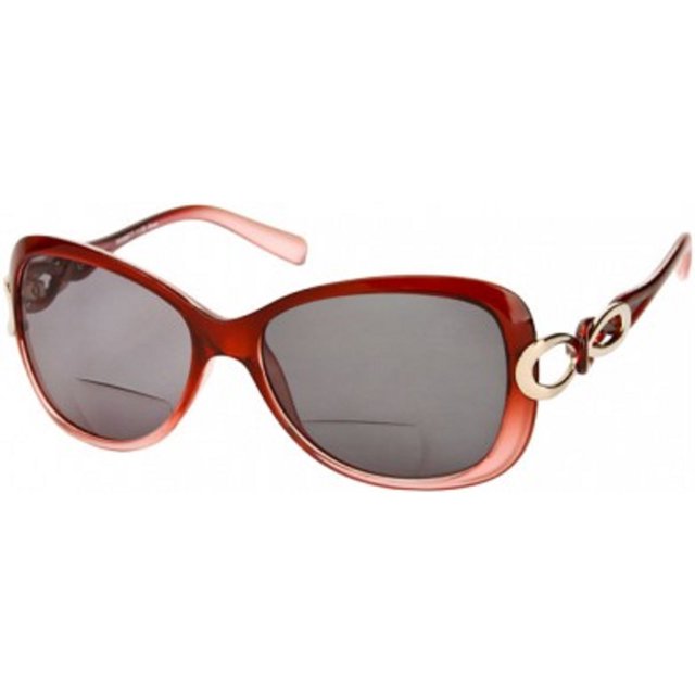 Readers .com le Delia Lunettes de Lecture Bifocales Lecteur Soleil, Style Rétro Carré pour Femmes (Rouge +1,25)