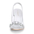 thumbnail image 2 of BLISSFUL STEP Sandales à Talon pour Femmes à Bride Arrière Transparente avec Fleurs et Strass, 2 of 7