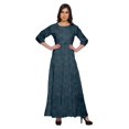 thumbnail image 1 of Moomaya Robe Longue Évasée Imprimée pour Femmes Manches 3/4 Col Rond Tenue Décontractée, 1 of 3