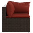 thumbnail image 2 of vidaXL Garden Corner Sofas with Cushions 2 pcs Brown Poly Rattan, 2 of 5
