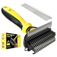 thumbnail image 1 of 2 in 1 Professional Grooming Rake for Cats & Dogs-Dematting Comb for Easy Mats & Tangles Removing,Hair Removal Cleaner for Pets(Lemon Yellow), 1 of 7