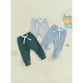 thumbnail image 3 of Faithtur Toddler 3 Piece Long Pants Winter Baby Solid Color Slim Fit Ribbed Bottom Infant Knitted Pull-Up Pants, 3 of 9