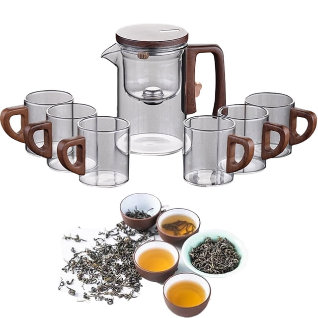Huayishang Glass&Bottle Water Separation Glass Teapot With Wooden Handle Teapot Glass Teapot With Infuser Magical Teapot Glass Glass Teapot With Strainer Filter Teapot With Infusers