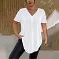 thumbnail image 4 of Neewe Plus Size Tops for Women Summer V Neck Short Sleeve Tee Shirts Button Casual Loose Fit Blouse Multiple Color Options, 4 of 5
