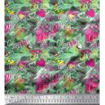 thumbnail image 1 of Soimoi Green Moss Georgette Fabric Heart,Star & Fashion Text Fabric Prints By Yard 42 Inch Wide, 1 of 1