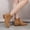 Khaki, variant on LSLJS Women's Winter Flock Boots Chunky Heel Low Heel Round-Toe Boots Side Zipper Shoes, Women's Ankle Boots & Booties, Womens Boots