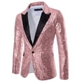 thumbnail image 1 of Pink Man Work Office Formal Date Night Gowns Evening Modest Cocktail Button Jacket Blazers Outfits for Man Sequin Sparkly Glitter Basic Winter Fall Outerwear 2025 XXL, 1 of 3