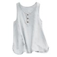 thumbnail image 1 of WEIYLL T-Shirt pour Femmes Col Rond Sans Manches Boutonné Blouse Blanche Tailles m, 1 of 4