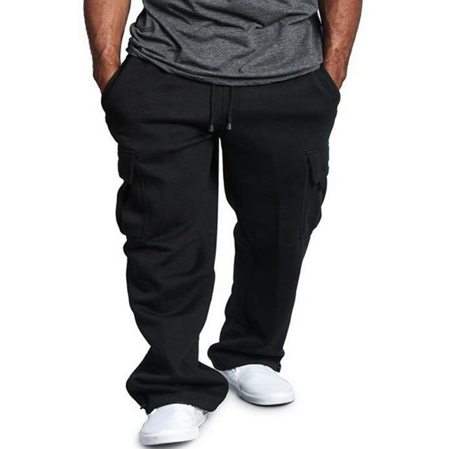 Men‘s Casual Gym Cargo Combat Straight Loose Jogger Sweat Track Pants