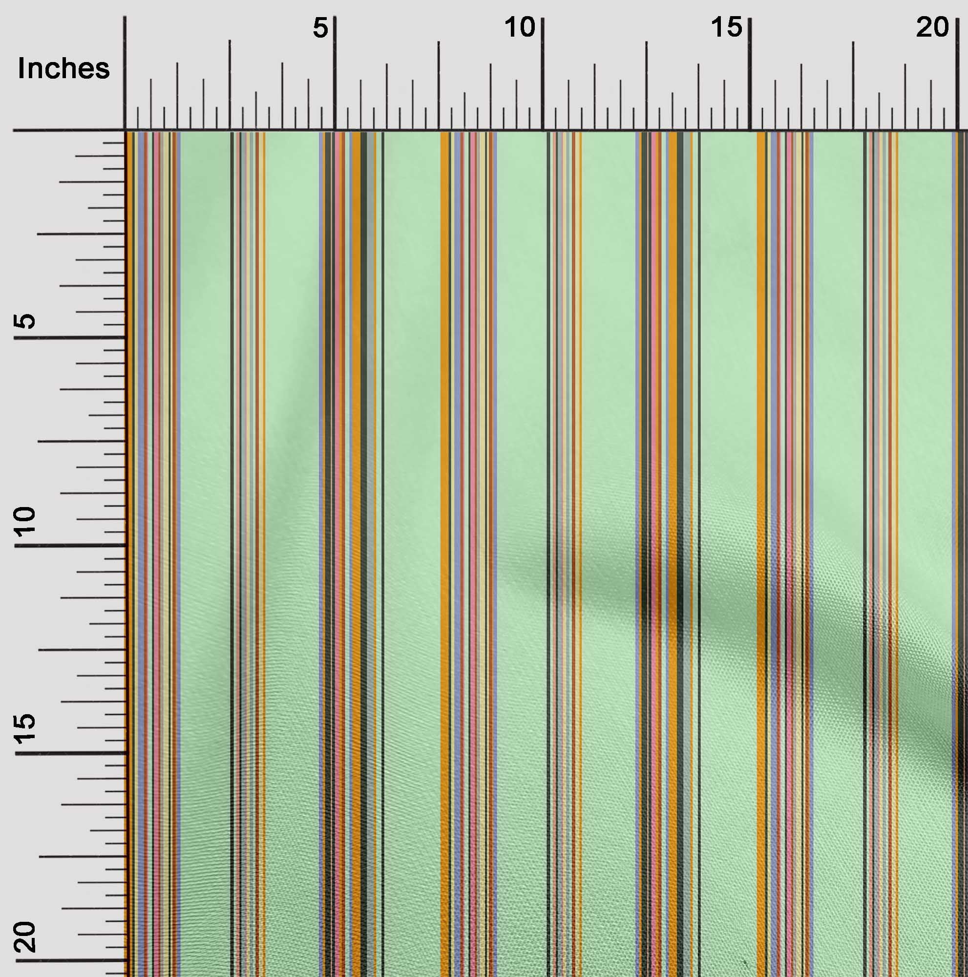 oneOone Tissu Jersey en Viscose Tissu à Imprimé Rayures Multicolores au Mètre 60 Pouces de Large