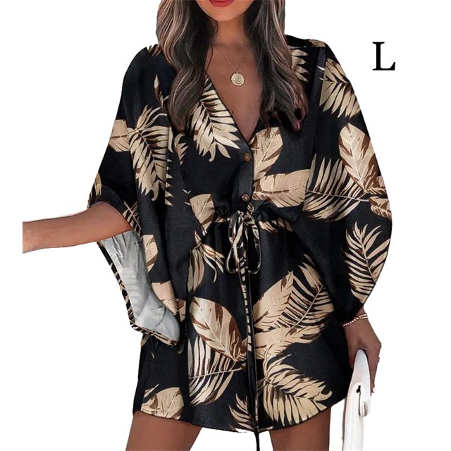 Baohd Robes à Lacets pour Femmes Été Jupe Courte Sexy Élégante Décontractée Mini Robe de Soirée Plage Maison Travail Type1 Type5 L
