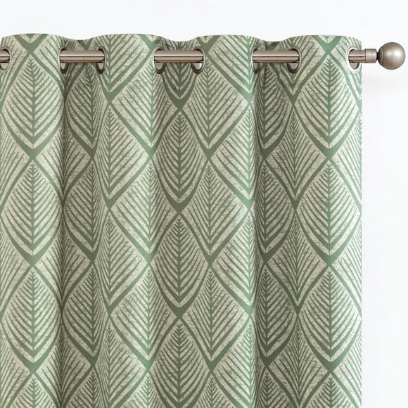 Curtainking Blackout Curtains Sage Geometric Pattern Window Curtains for Living Room Darkening Bedroom Thermal Grommet Curtains 96 inch set of 2