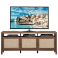 thumbnail image 1 of Giantex Mid-Century TV Stand, Entertainment Center w/3 Rattan Doors & Interior Adjustable Storage Shelves, Walnut, 1 of 6